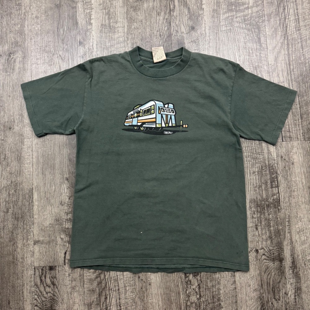 Vintage Mossimo T-Shirt Camper "Hooked-Up" Graphic Tee Skate USA Made